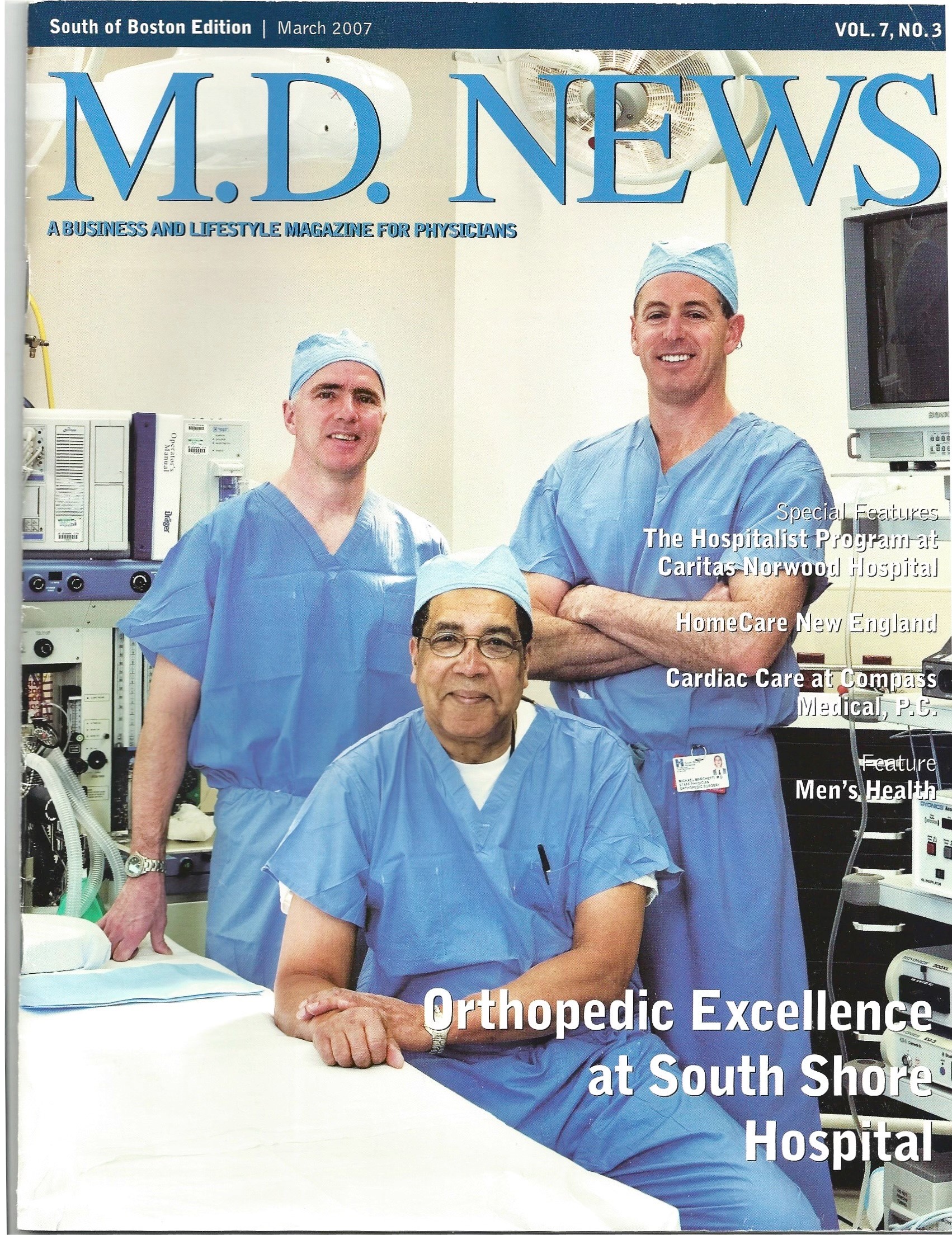 Three surgeons pictured on a magazine cover