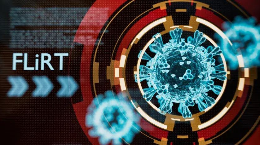 A graphic showing the spike protein of the COVID FLiRT variant
