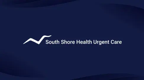 South Shore Health Urgent Care logo on a navy background.