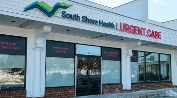 The exterior of the Weymouth South Shore Health Urgent Care practice.