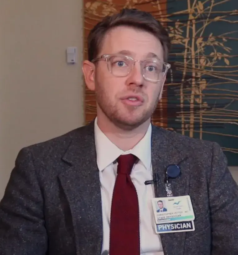 Photo of Christopher Vetter, MD during a video profile interview